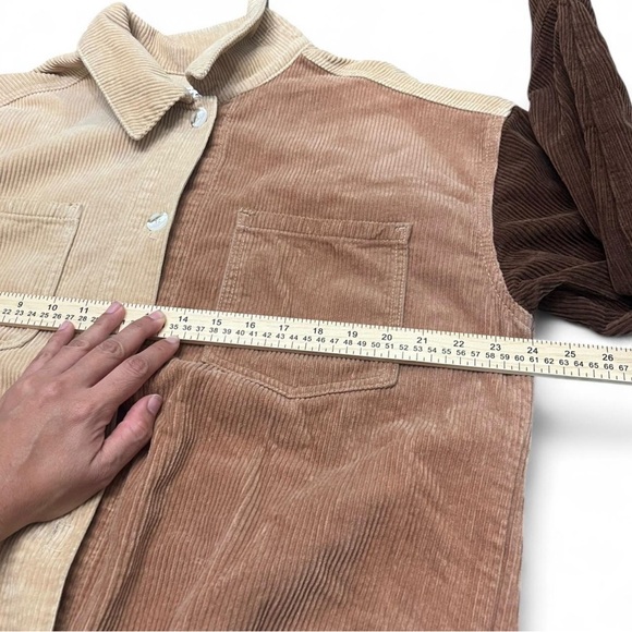 Pacsun boho Corduroy Shacket Multicolor Paneled Button Front Women's Sz M/L - Picture 5 of 5